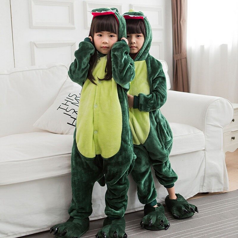 Dinosaur Pajama Adult Kigurumi Onesie Parent-child Animal Cosplay Suit Homewear Boy And Girl Sleepwear【No Shoes】