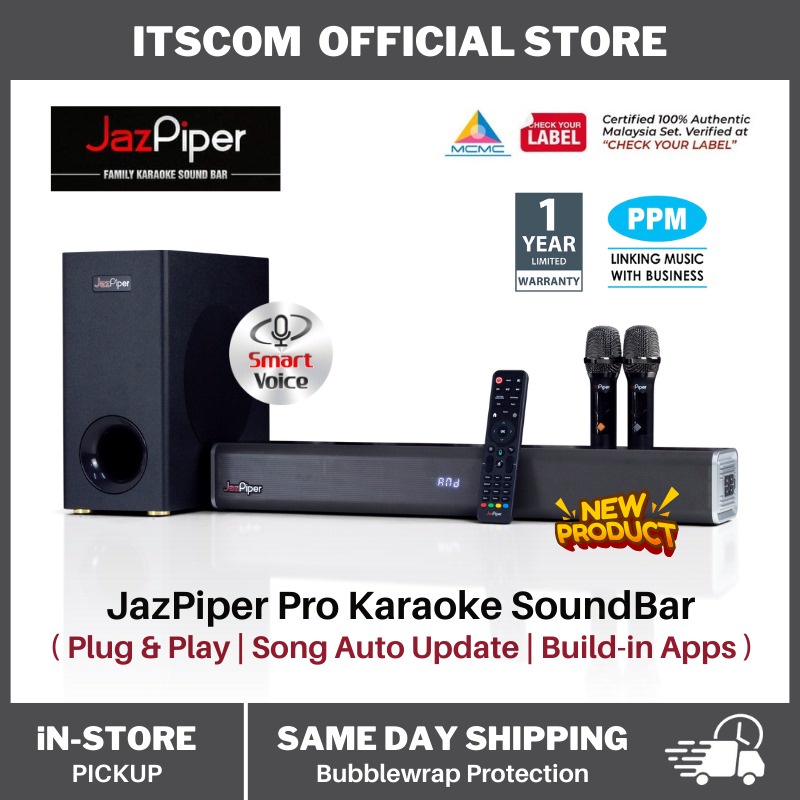 Jazpiper Pro Karaoke Soundbar SubWoofer Song Auto Update Plug n