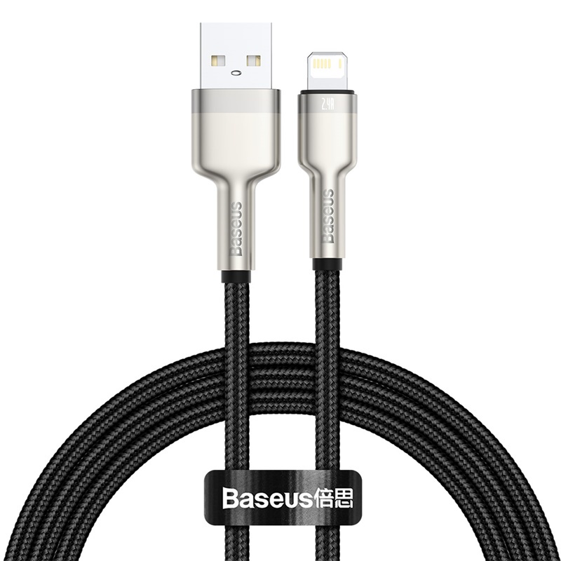 Dây cáp sạc nhanh usb 2.4a baseus cho ip 6 7 8 x xs bện kim loại