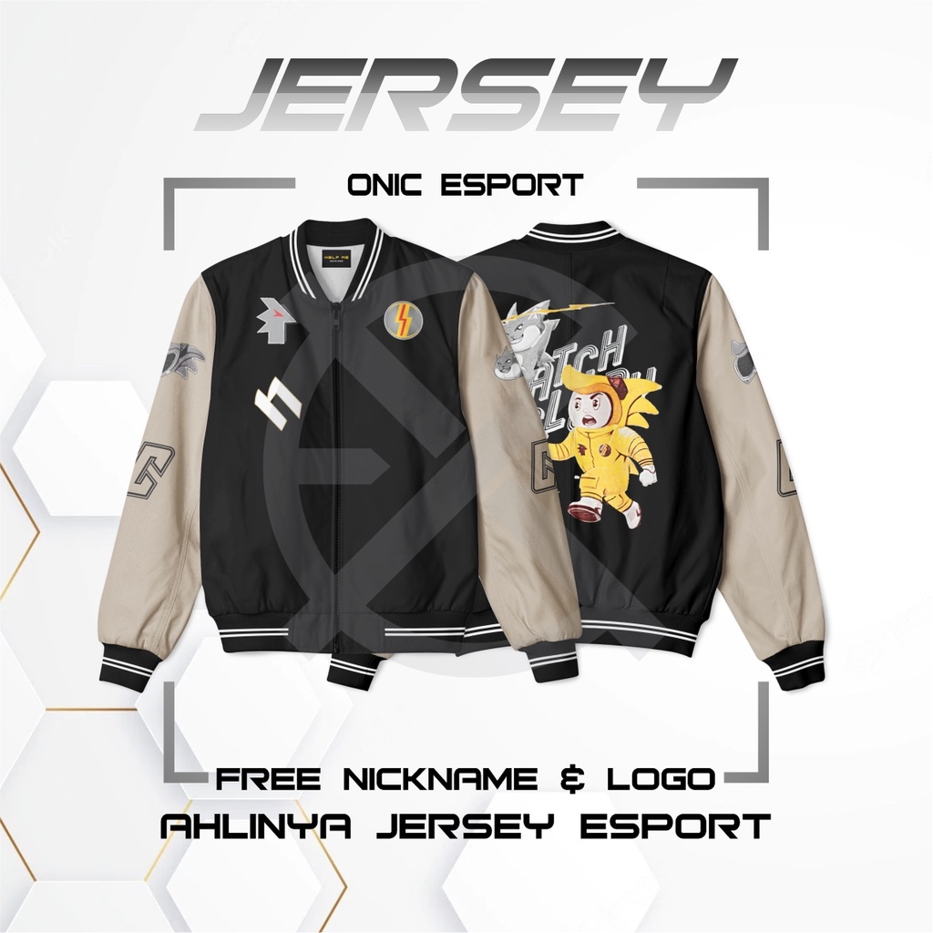 New ONIC ESPORTS Varsity Jacket Black 2022-2023 SEASON 10 Full Printing ...