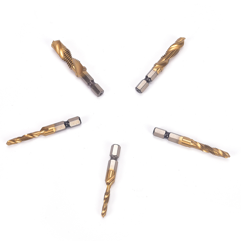 New M3-M10 Hex Shank Titanium Plated HSS Hand Screw Thread Metric Tap Drill Bits