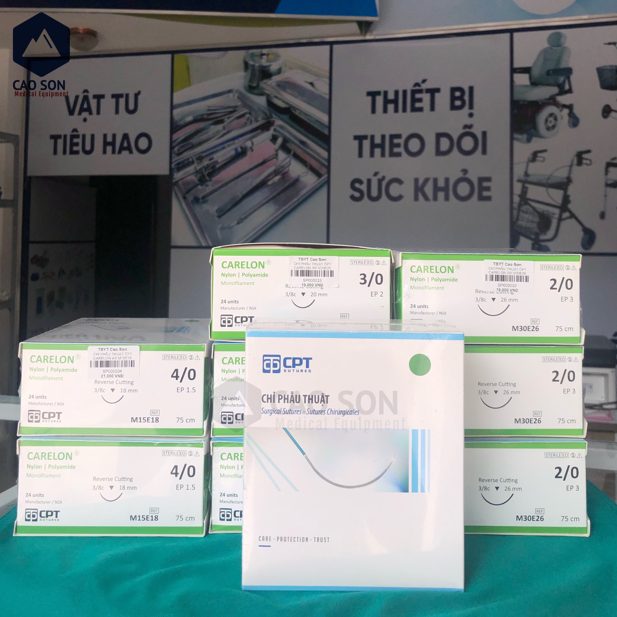 [Bán lẻ từng sợi] Chỉ phẫu thuật CPT CARELON Nylon số 2/0 3/0 4/0 5/0