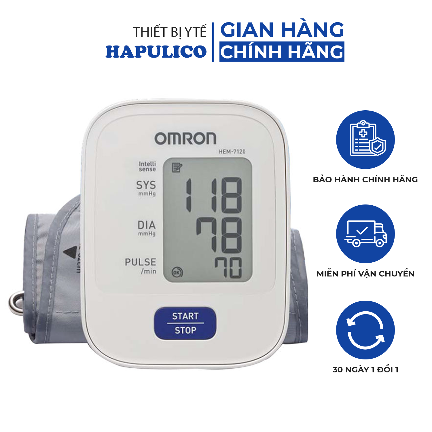 Máy đo huyết áp bắp tay Omron Hem 7120