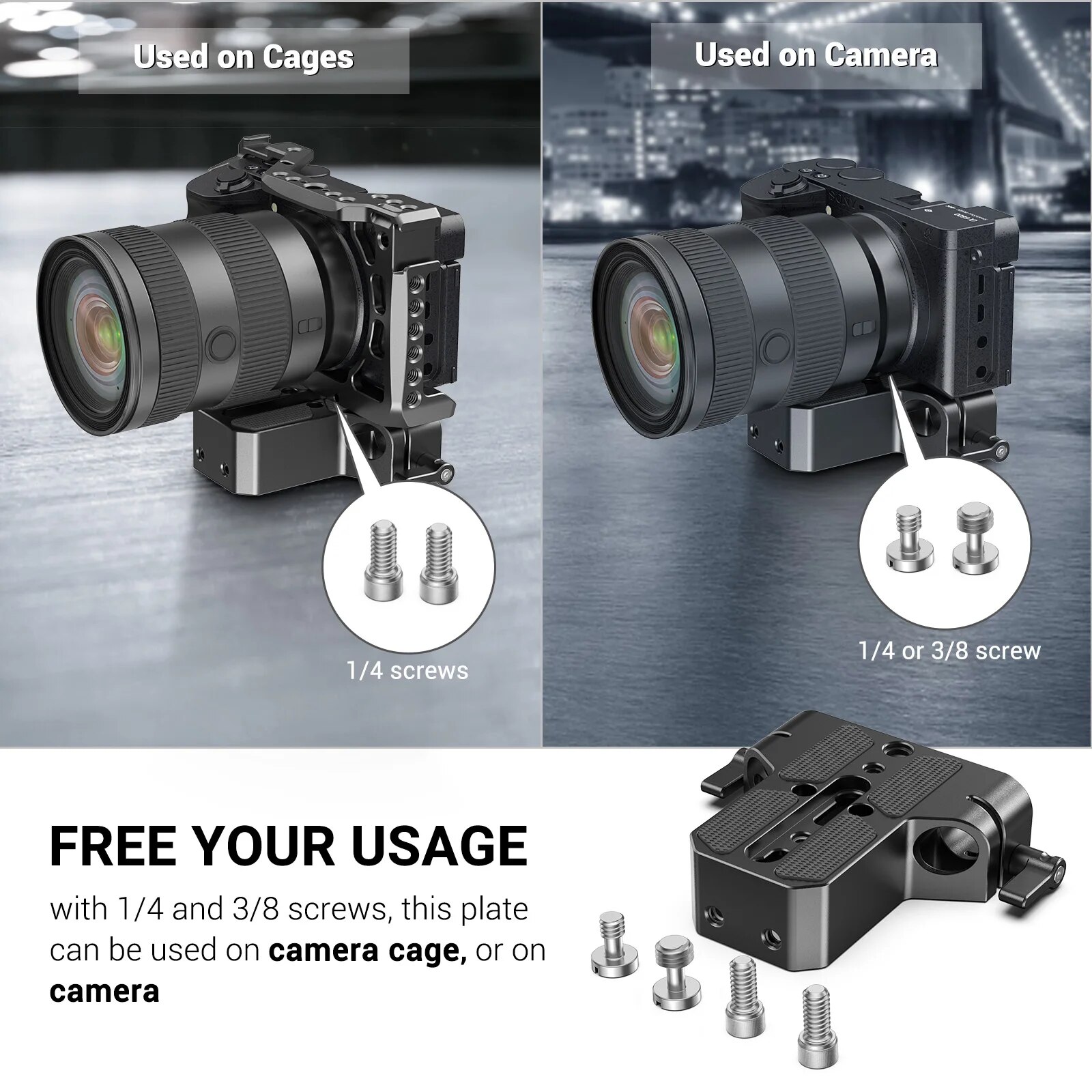 【Free Returns】 Smallrig Dslr Camera Base Plate With 15mm Rod Clamp For A6500/a6600 For Panasonic Gh5 For Camera Cage