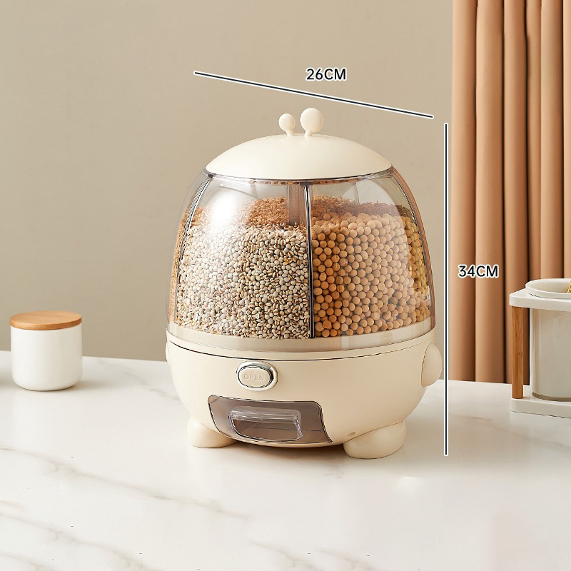 Insect-proof and moisture-proof, rotating compartment automatic rice out of grains, grain savings tank, large capacity rice barrel