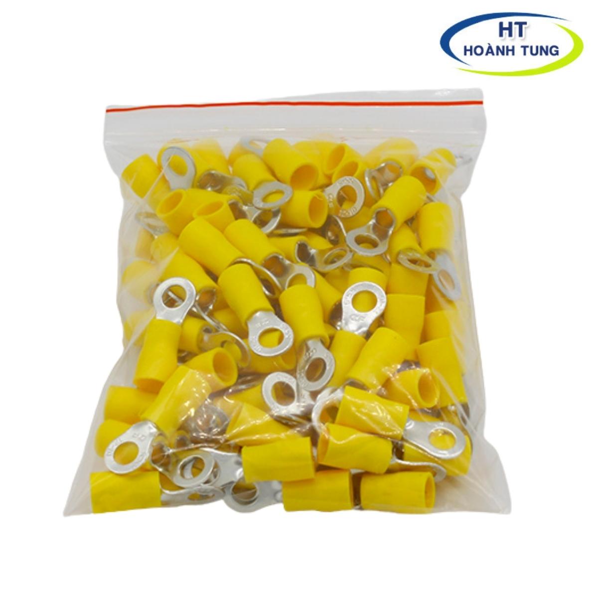 Đầu cose tròn RV2-5 chất liệu đồng vàng dẫn điện tốt, đầu cose tròn bọc nhựa màu xanh, đỏ, vàng, đen .