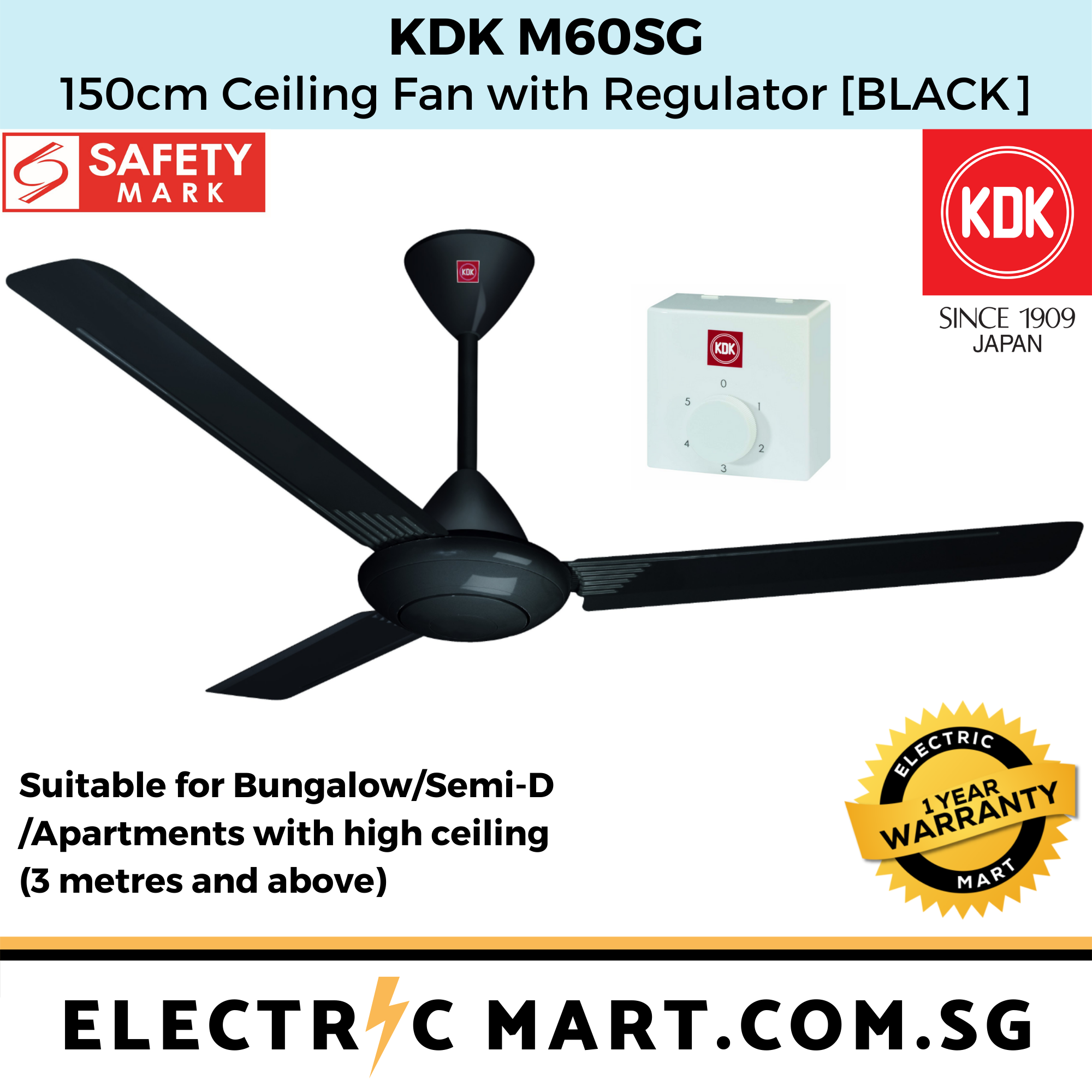 Kdk M60sg Ceiling Fan 150cm W Regulator Suitable For Bungalows Kdk M60sg Ceiling Fan 150cm W