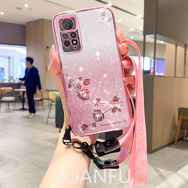 Ốp cho Redmi Note 12 Pro 4G / Note 11 Pro / Note 11 Pro + Ốp Ốp điện thoại chống sốc hoa hồng giả kim cương nhỏ sáng bóng