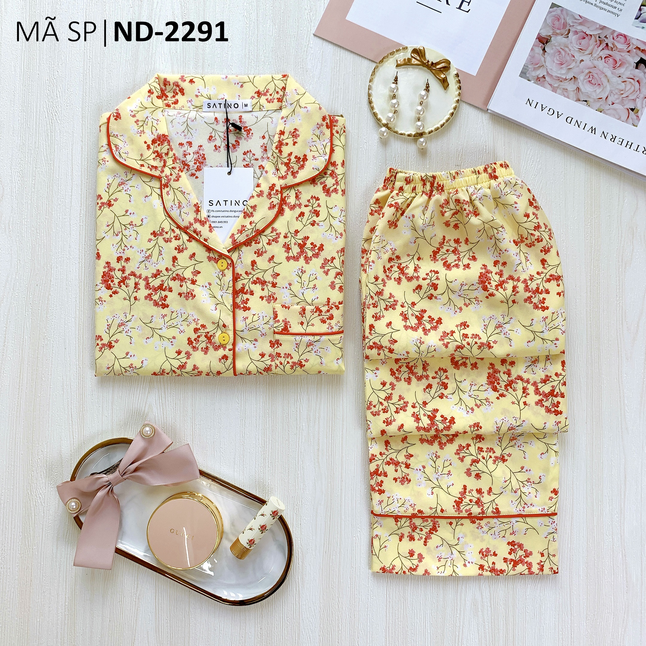 Pijama Tay ngắn quần dài - Maison Yellow[COMBO 3 BỘ 499K, COMBO 5 BỘ 779K]