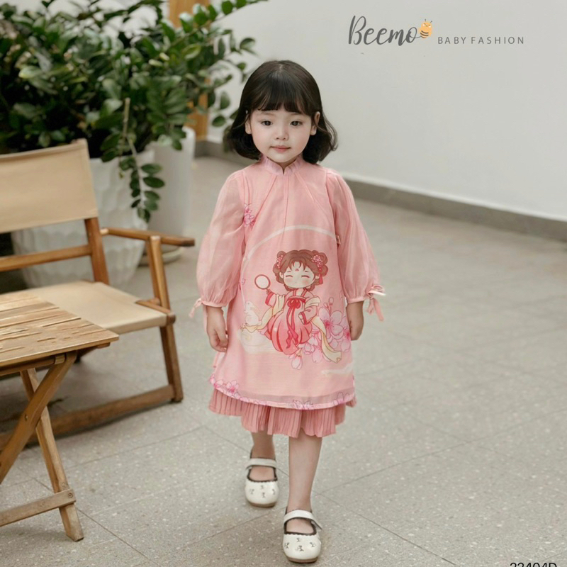 SET ÁO DÀI BÉ GÁI IN HÌNH SIÊU XINH