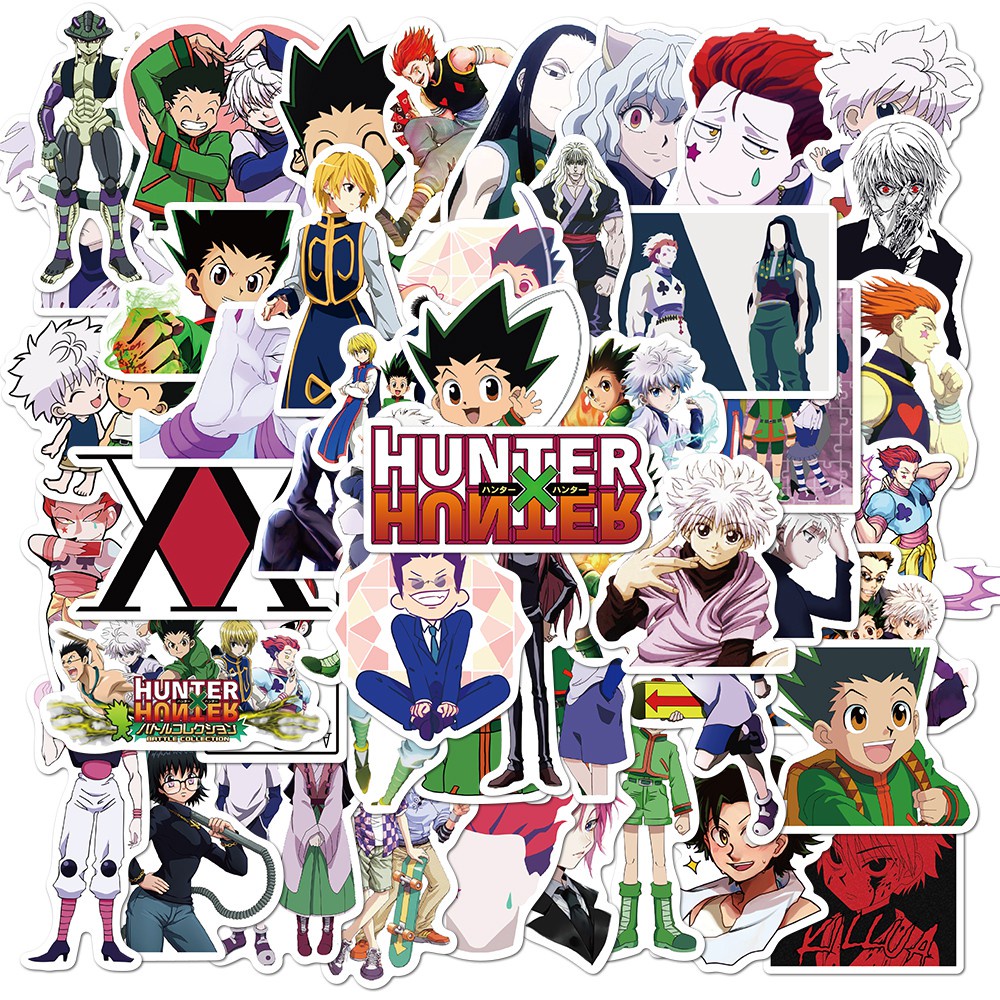Bộ 50 miếng dán PVC chống nước in hình Hunter x Hunter
