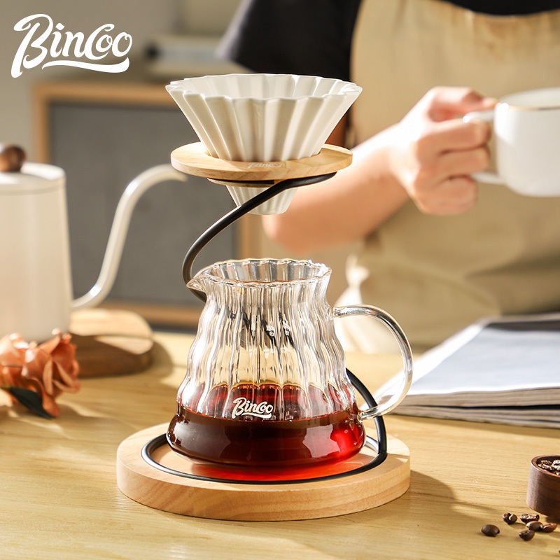 BINCOO Coffee Dripper Set Ceramic V60 Origami Filter Cup Drip Hand Rinsed Coffee Pot Set Filter Bracket Sharing Pot Combination