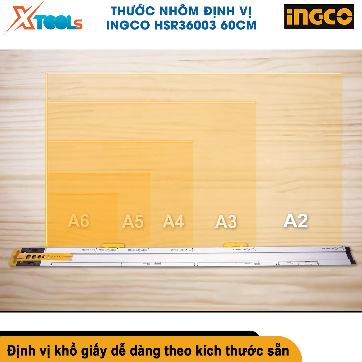 Thước nhôm định vị đa năng INGCO HSR36003 60cm thước thủy cân bằng xây dựng tích hợp đa chức năng thang đo ổ cắm điện ống nước
