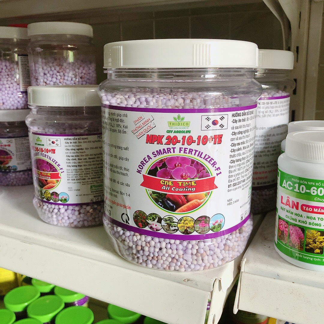 Phân tan chậm Hàn Quốc Agrolife 20-10-10+TE hũ 01kg