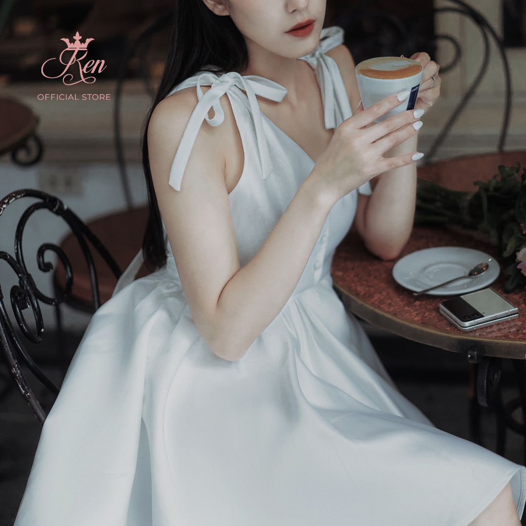 REN BY TEE - Đầm Xòe Thắt Nơ Vai