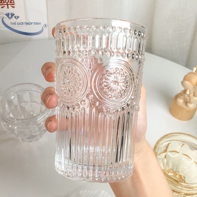 LY THỦY TINH CAO CẤP HOA MẶT TRỜI 350ML - DELI