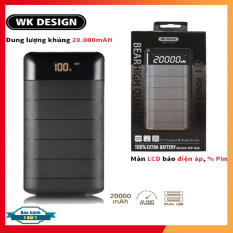 Pin Sạc Dự Phòng WK Design WP 026 Bear 20000mAh màn hình LCD hiển thị phần trăm pin , Chip thông minh tự ngắt khi sạc đầy, chống quá nhiệt – 2 cổng sạc nhanh 5V, 2.1A