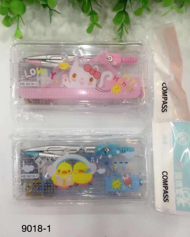 Bộ Compa chì kim,eke,đo độ,thước kẻ 9018