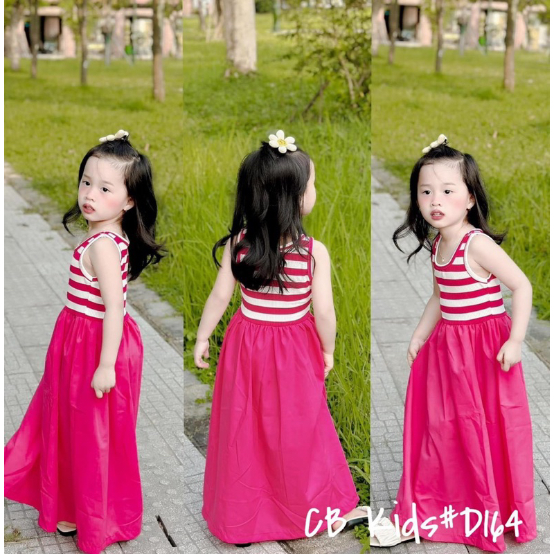 Váy đầm sát nách kẻ ngang D164 cho bé gái