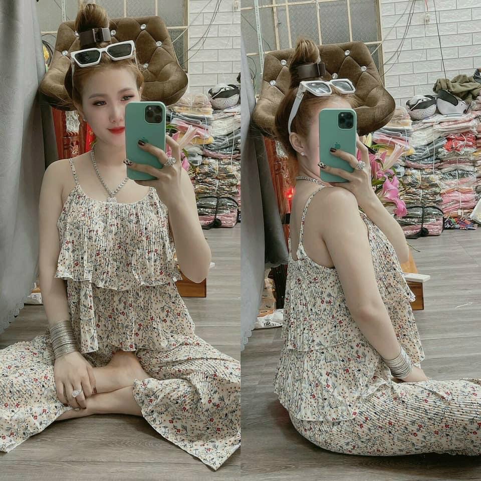 SÉT BỘ LỤA HOA DẬP LY TẦNG 2 DÂY SIÊU XINH