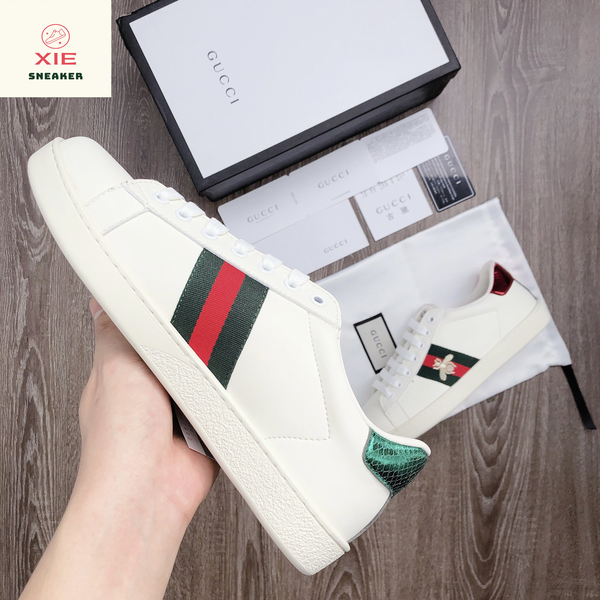 Giày Gucci ACE Ong - 1.1 + [Tặng thêm 1 bộ dây + FreeShip + Full Box + Bill + Phụ Kiện]