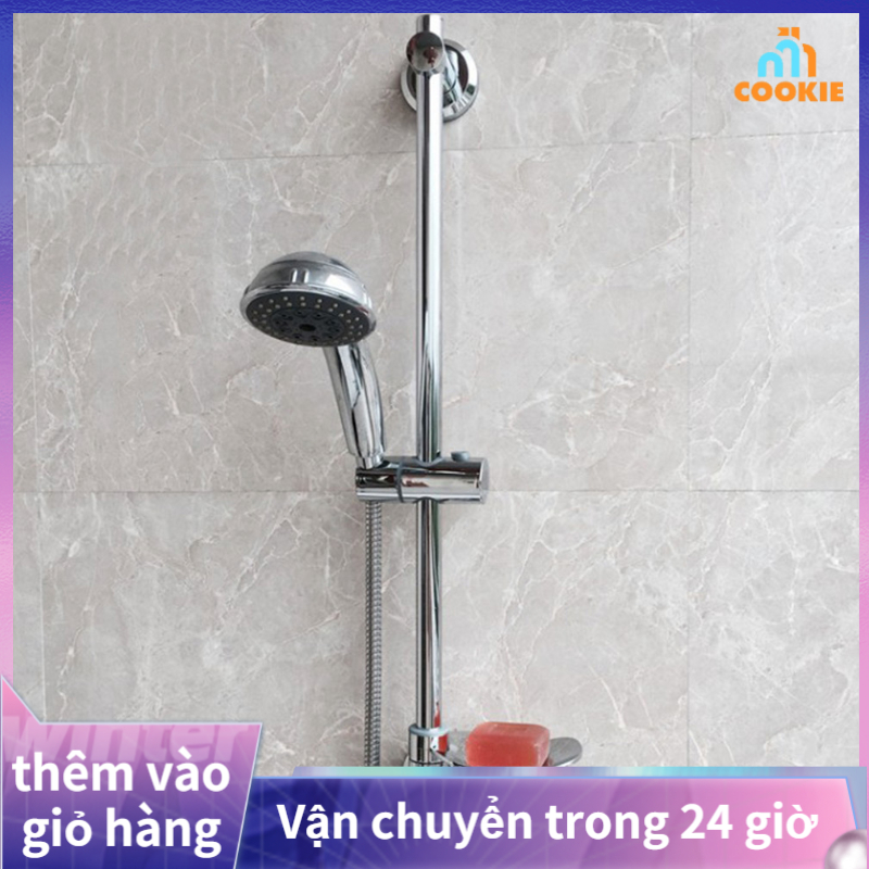 Stainless Steel Lift Type Shower Slide Bar Holder with Rod Soap Dish Suction Cup Install