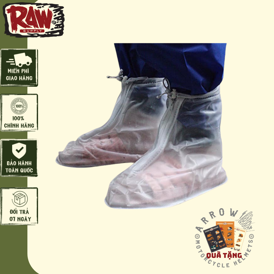 Ủng đi mưa cổ thấp bao giày đi mưa chống thấm nước nhựa PVC 2 lớp Arrow