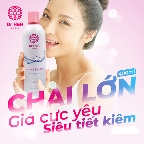 [TẶNG NƯỚC TẨY TRANG] Xịt khoáng cấp ẩm da Dr her Paris 400ml - PHÁP