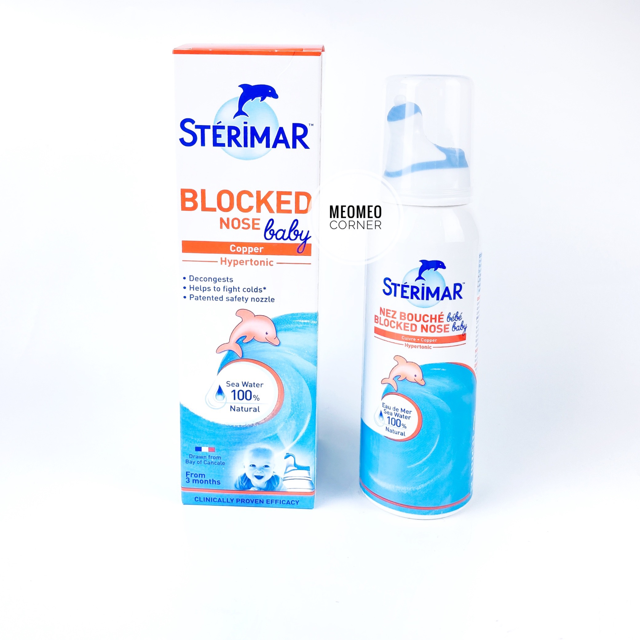 [Nội địa Pháp-100ml] Xịt muối biển cá heo Sterimar Pháp xanh và cam