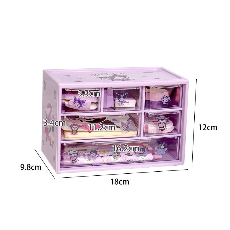 Compartmentalized Sanrio hộp lưu trữ máy tính để bàn kurome hộp lưu trữ ký túc xá sinh viên bàn ngăn kéo phòng ngủ chín ngăn hình vuông