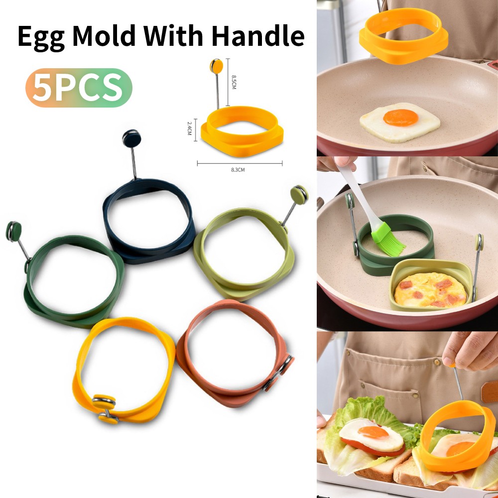Hourser Silicone DIY Fried Eggs mold with Handle Egg Pancake Shaper Omelette Mold Eggs Cooking Tools Kitchen Accessories