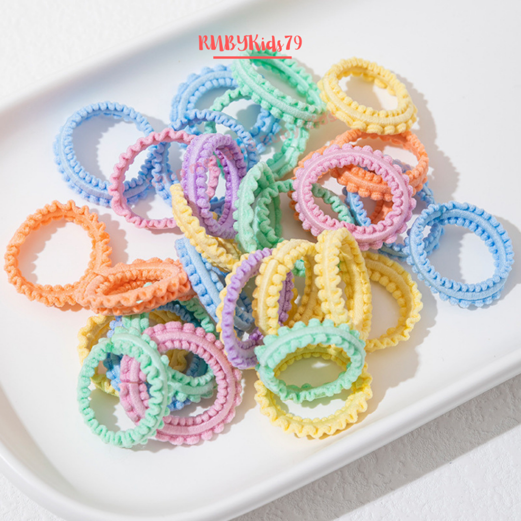 Set 50 sợi dây cột tóc cho bé, chun buộc tóc cho bé dễ thương nhiều màu sắc - rubykid79