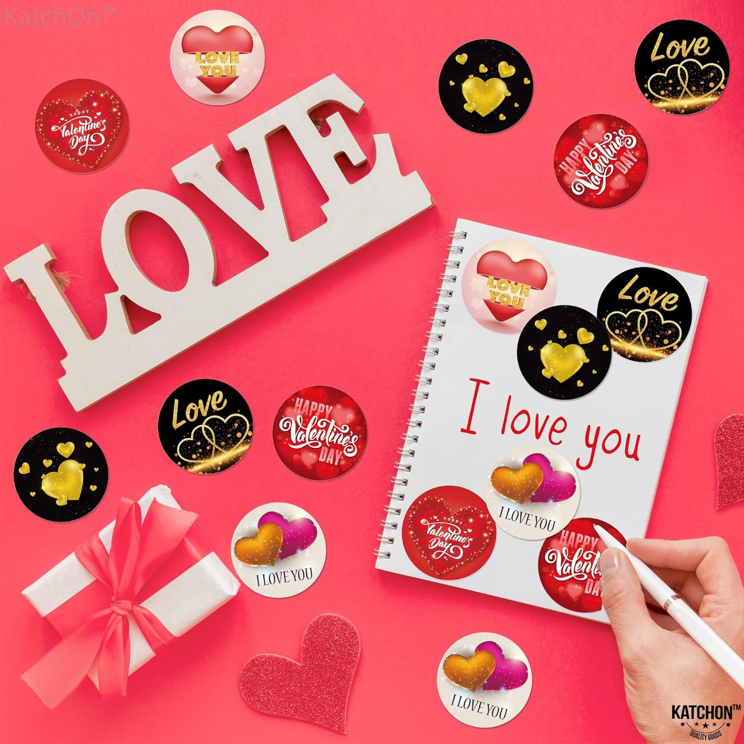  KatchOn, Happy Valentines Day Stickers for Kids - Pack of 500, Valentine Heart Stickers, Valentine Stickers for Crafts