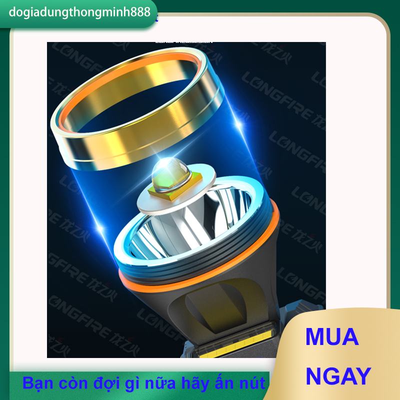 Đèn pin siêu sáng đội đầu chống nước pin 4400ma