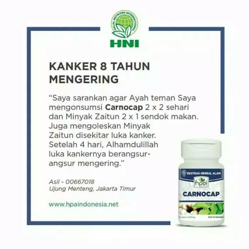 Obat Herbal untuk kanker dan tumor CARNOCAP / HPAI HNI / harga per botol  obat isi 50 Kapsul | Lazada Indonesia