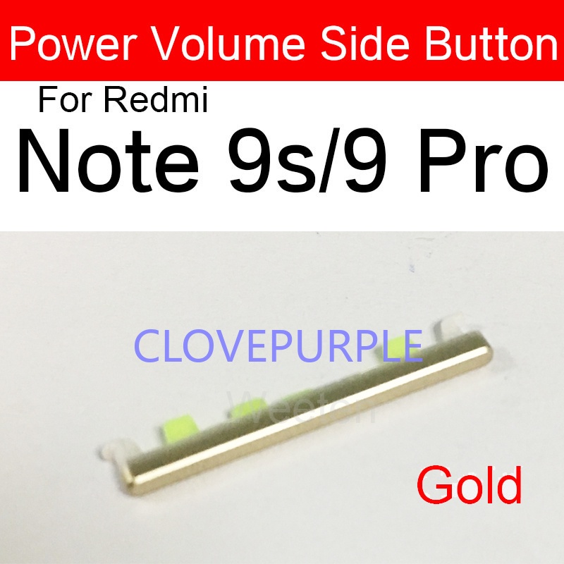 Power Volume Side Button For Xiaomi Redmi Red Rice Note 9S 9s 9 Pro Volume Power On Off Side keypads Replacement Parts. 