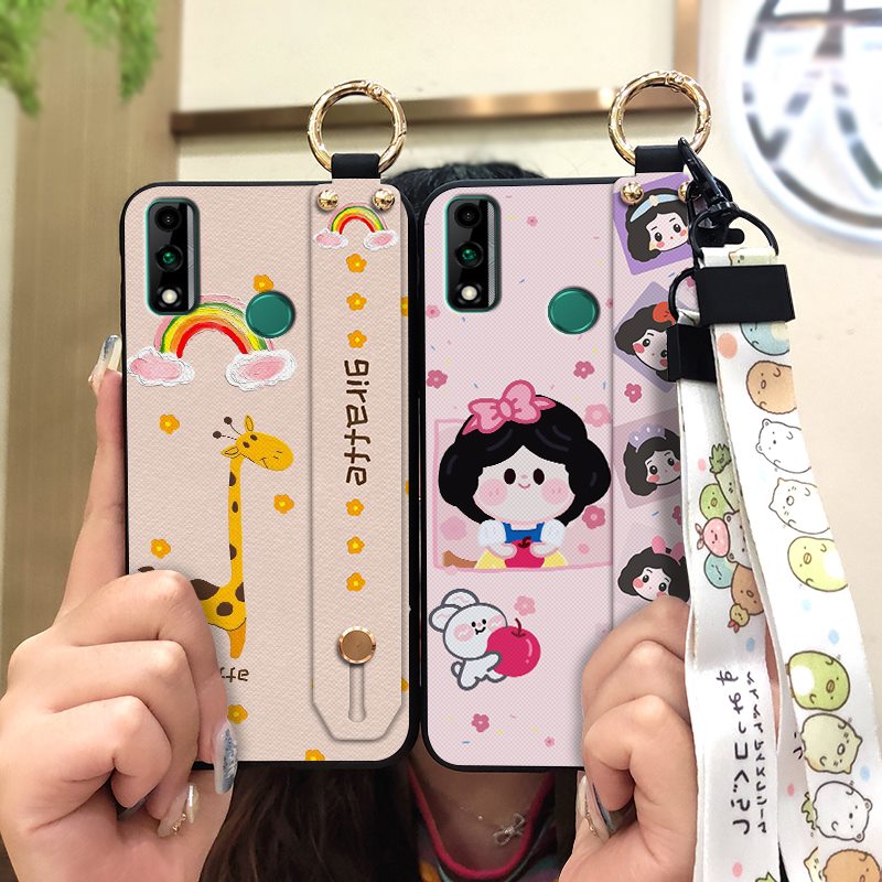 Shockproof Back Cover Phone Case For Huawei Y8S Waterproof Cute Cartoon Phone Holder Kickstand Wrist Strap Durable ring. 