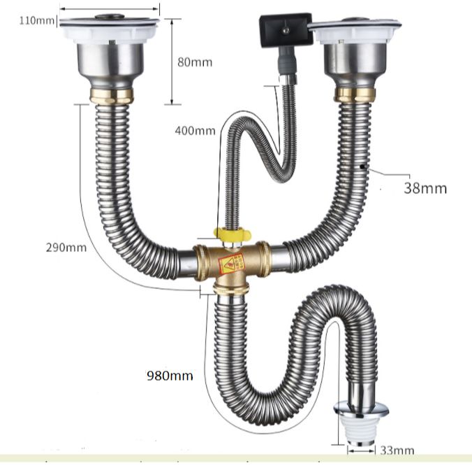 [HOT] Bộ xả chậu rửa chén đôi Inox 304 không gỉ (có xả tràn)