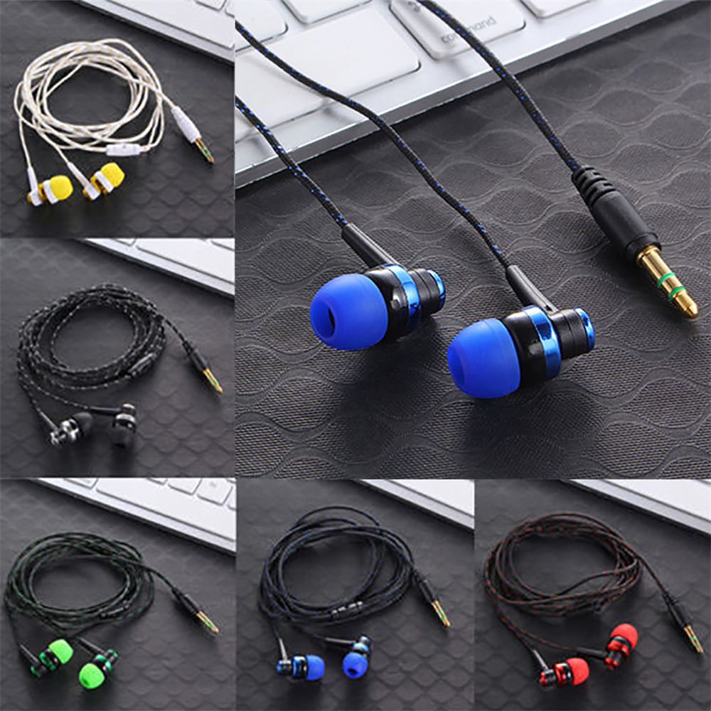 1pc 35mm Wired In-Ear Stereo Earphone Nylon Weave Earphone Cable Headset With Microphone For Smartphone Lap. 