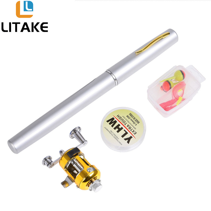 Litake High Quality Fishing Rod Reel Combo Set Mini Telescopic Portable  Pocket Pen Fishing Rod Pole Reel Lures Baits Jig Hooks Kits Type A+P