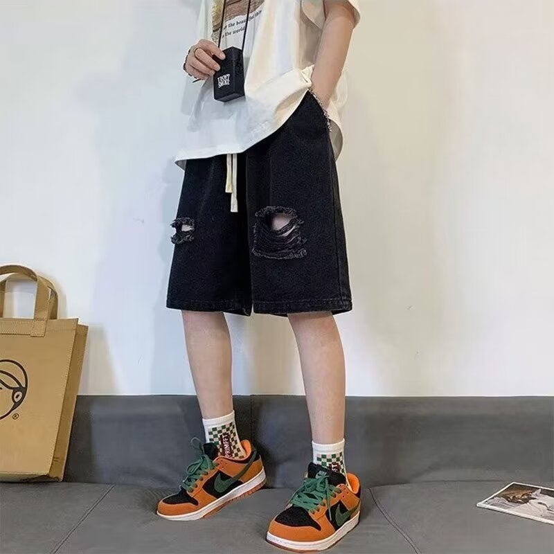 KYUSHUAD Tooling shorts ripped jeans men's summer