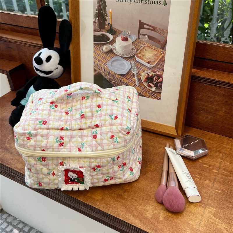 Mới túi đựng mỹ phẩm cỡ lớn họa tiết hello kitty