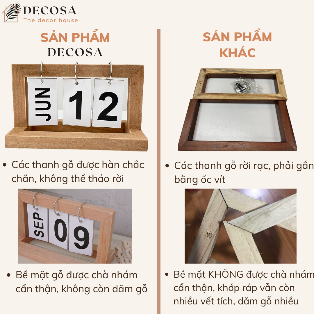Lịch để bàn lật số 2025 phong cách Vintage DECOSA