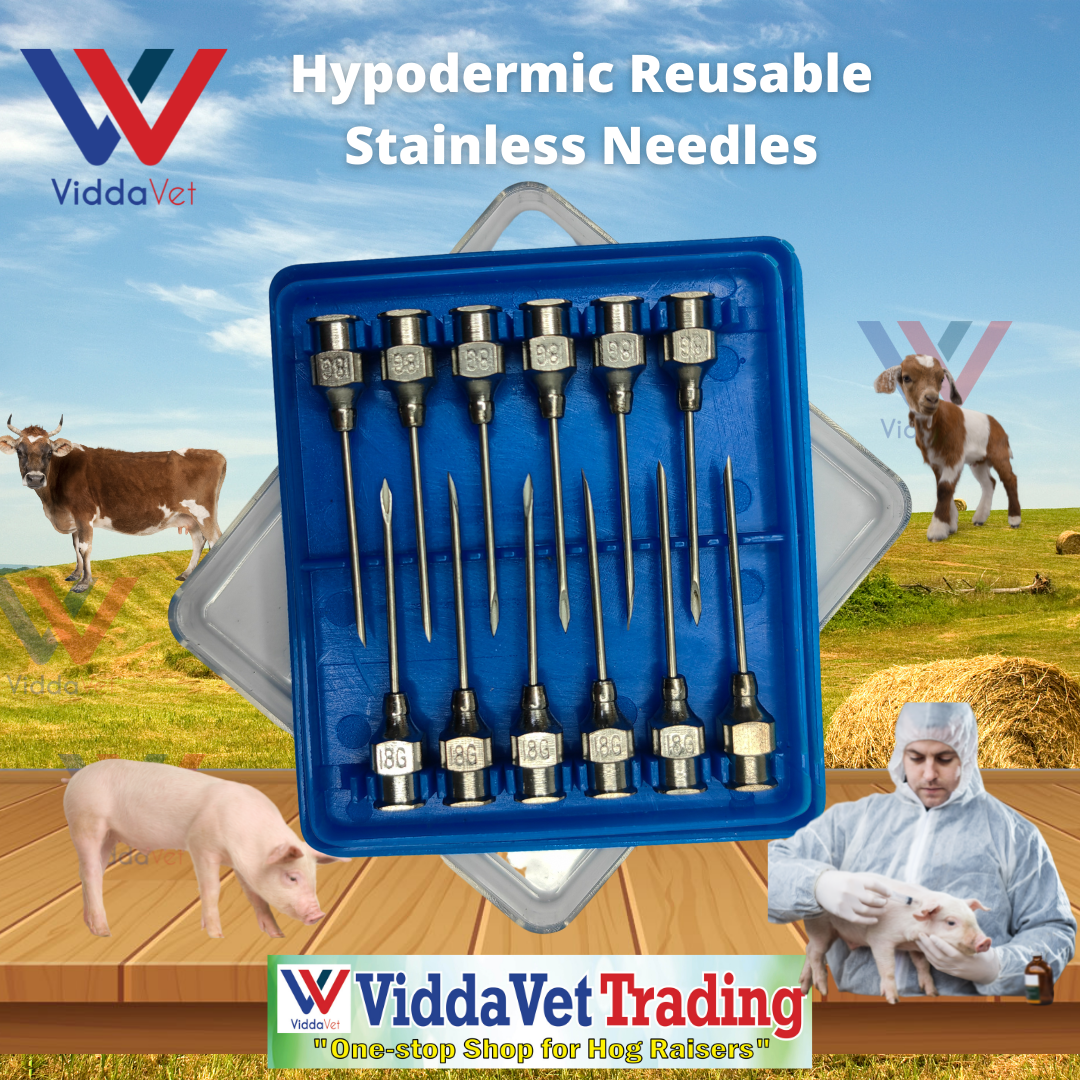 EliteVet 1 Dozen Stainless Needles for Weanling Pigs Gauge 18 x 1 inch