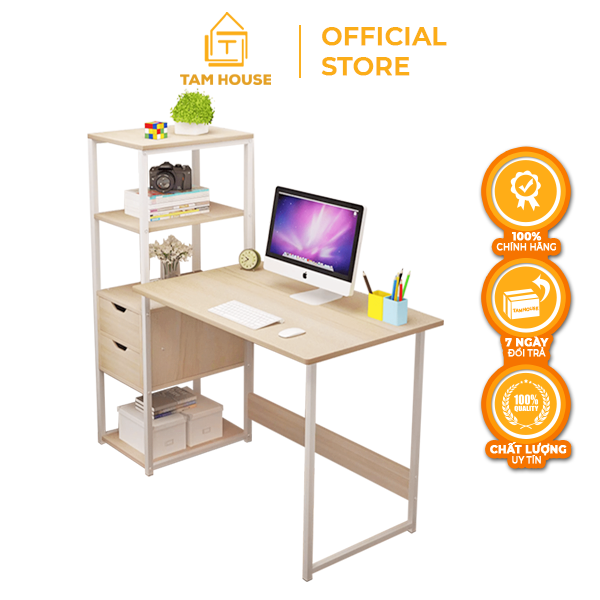 [VOUCHER FREESHIP 50K] Tâm House Bàn làm việc, bàn văn phòng, bàn liền kệ đa năng (120x40x72cm) - B61