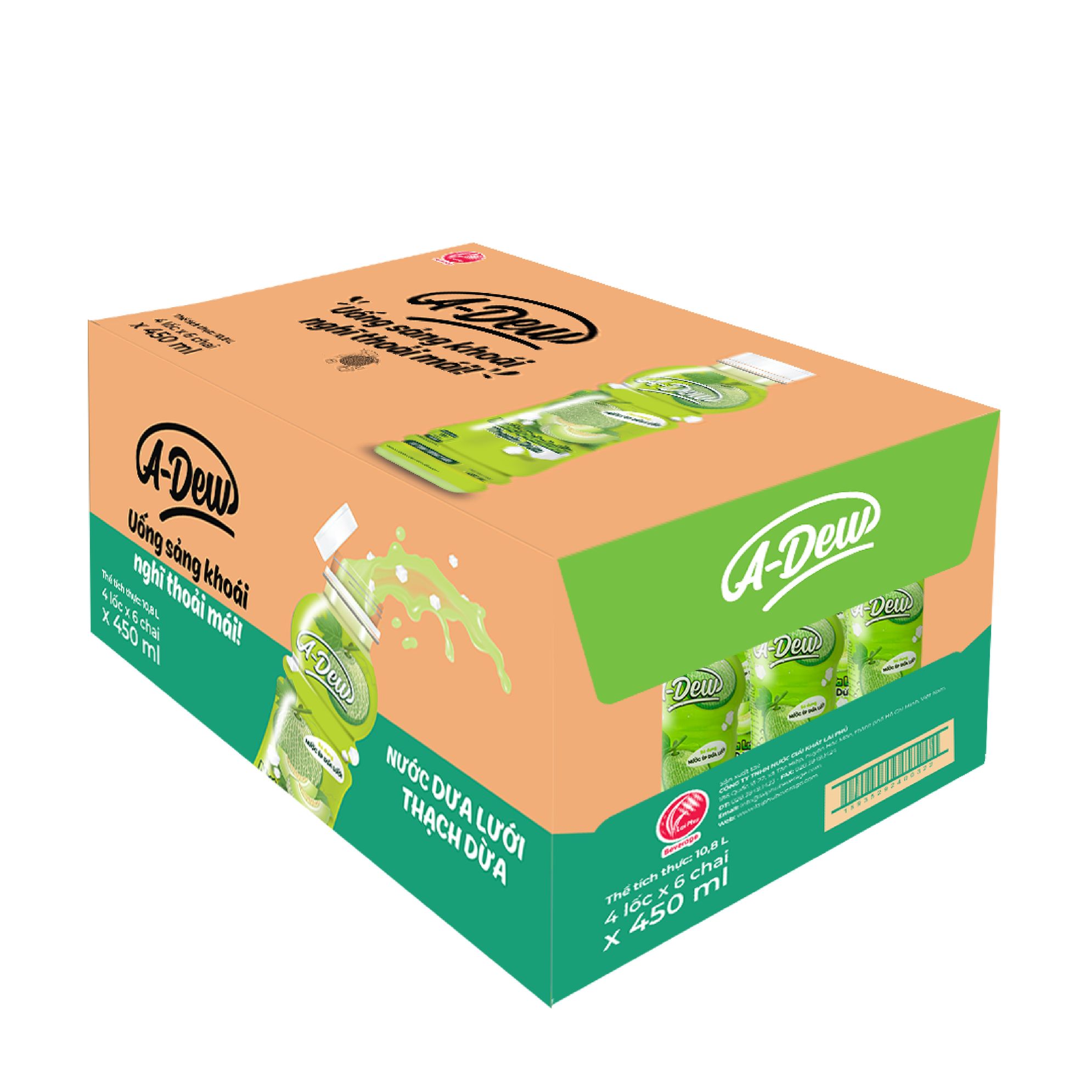 Nước Dưa Lưới Thạch Dừa A-Dew 450ml (Thùng 24 chai)
