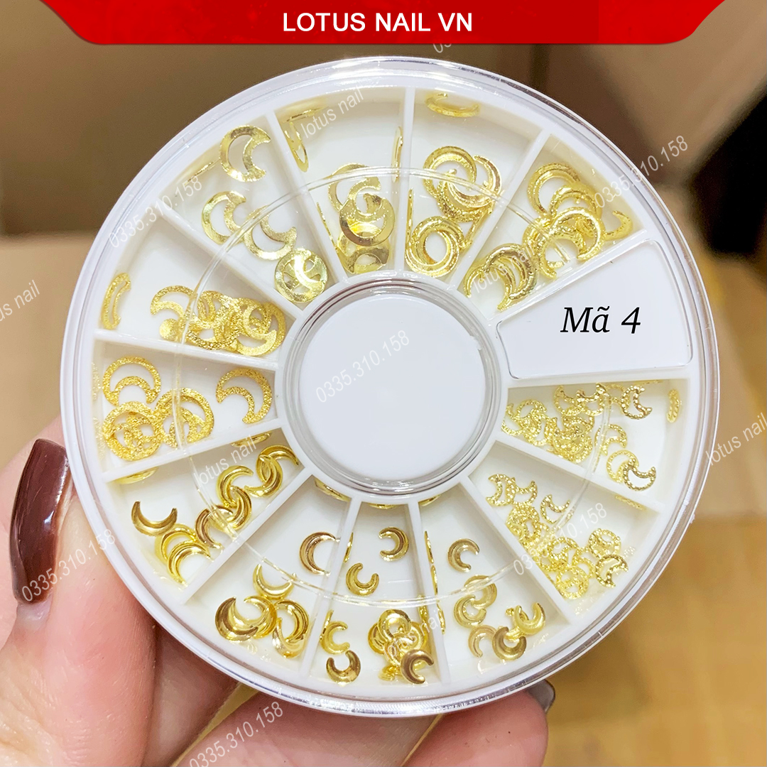 Set phụ kiện charm trang trí móng Hàn Quốc khay tròn