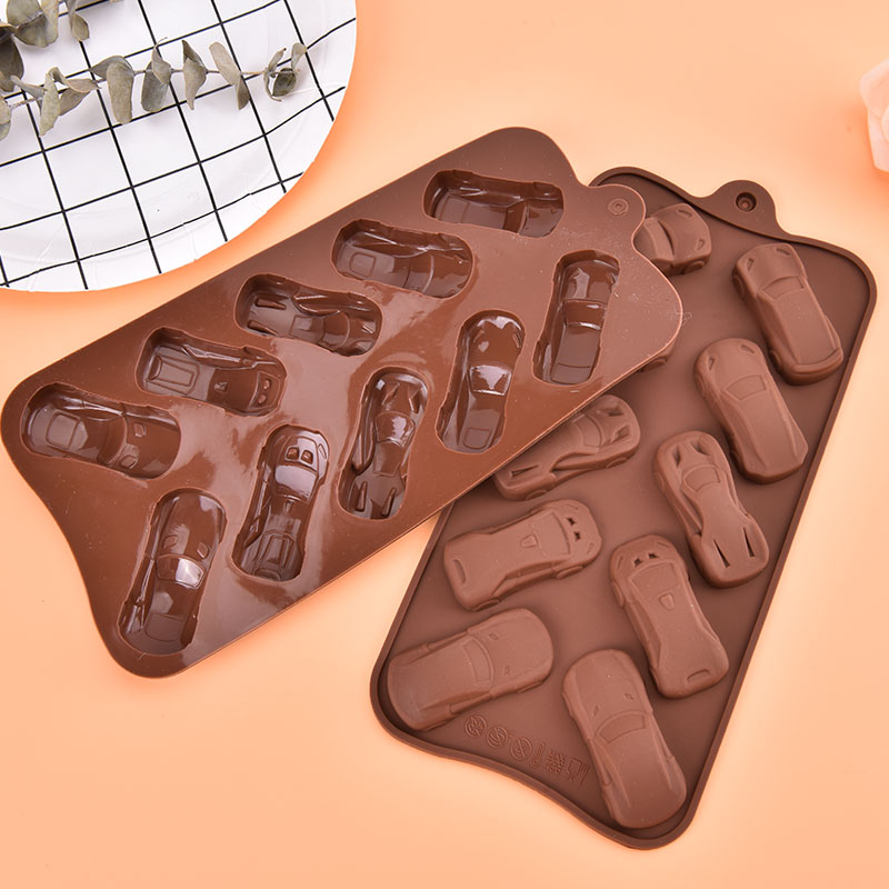 HE🔥 New Chocolate Molds Silicone Cake Mold 10 Cavity Car Shape Wedding Candy Baking