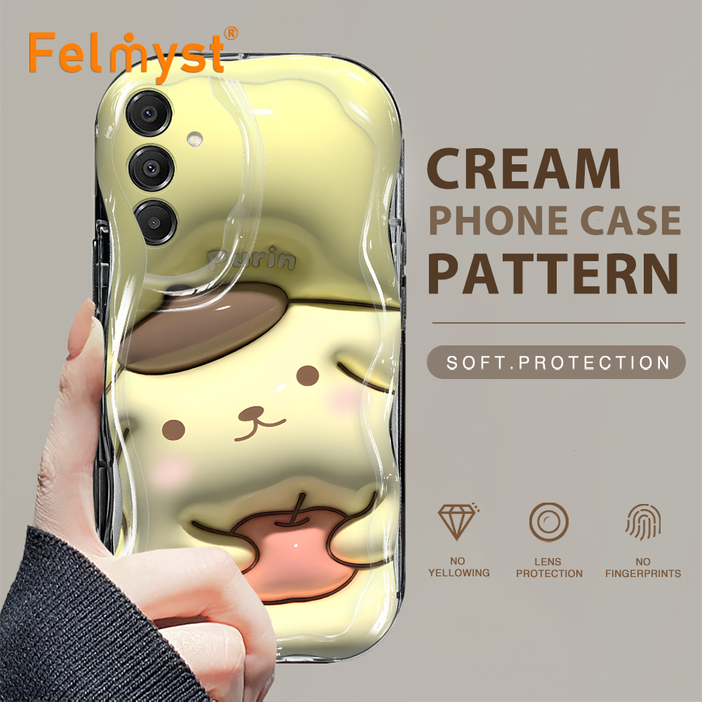 FELMYST for Samsung A16 5G Back Cover Hello Kitty Cream Texture Wavy Edge Soft Silicone Phone Case. 