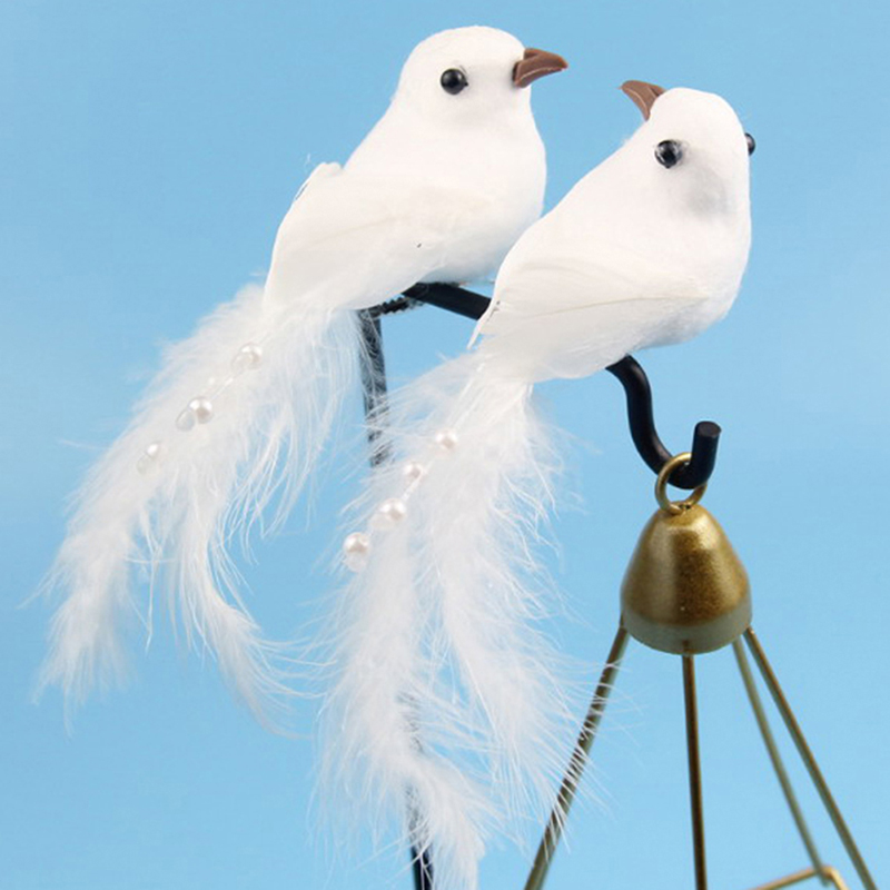 [FU💖] 1Pcs Birds Simulation Artificial Feather Doves Feather Park Mall Ornament